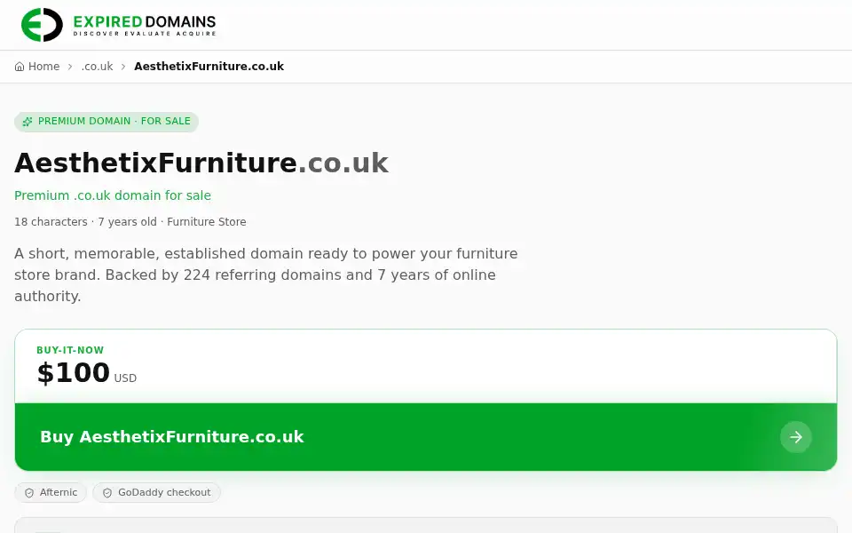 Screenshot of aesthetixfurniture.co.uk