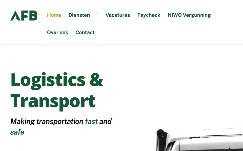 Screenshot of afblogistics.nl
