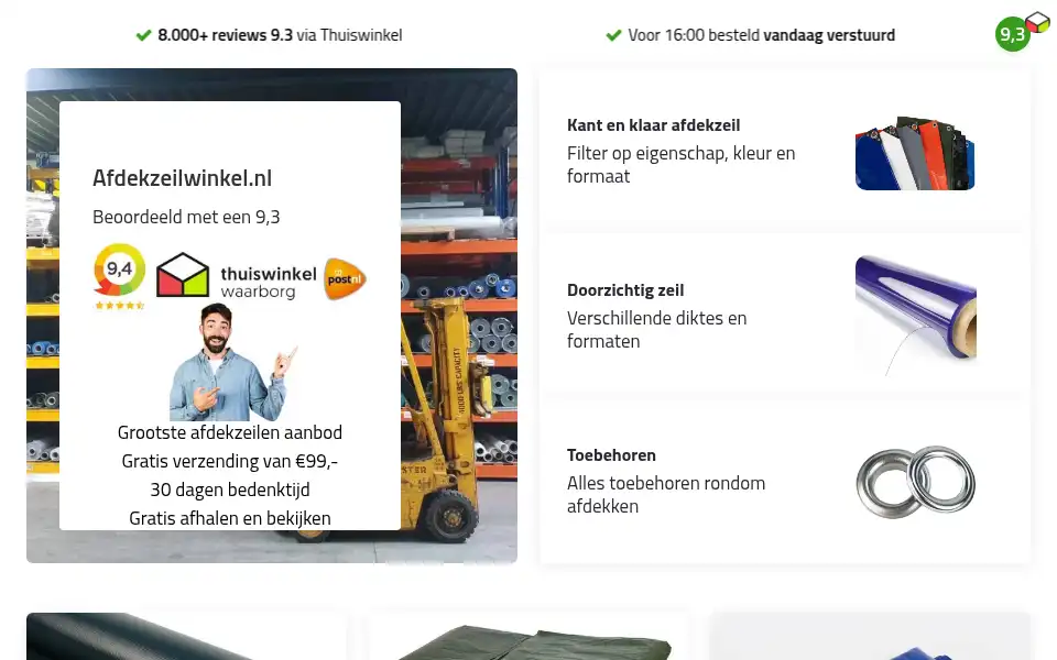 Screenshot of afdekzeilwinkel.nl