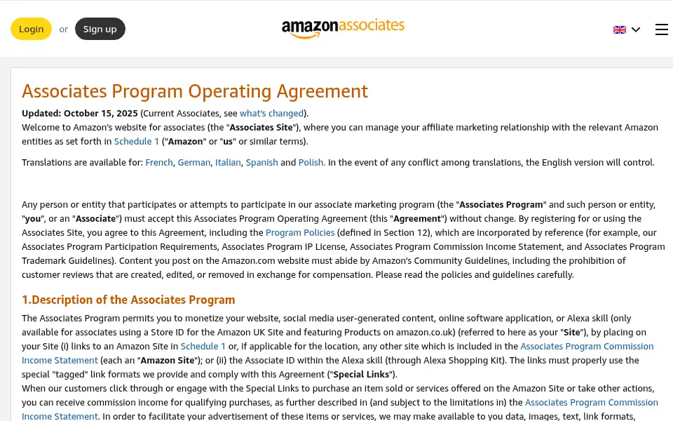 Screenshot of affiliate-program.amazon.co.uk
