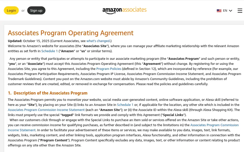 Screenshot of affiliate-program.amazon.com