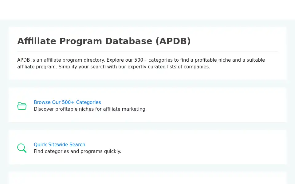 Screenshot of affiliateprogramdb.com