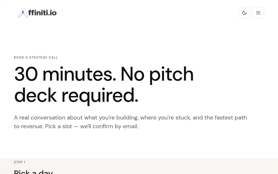 Screenshot of affiniti.io