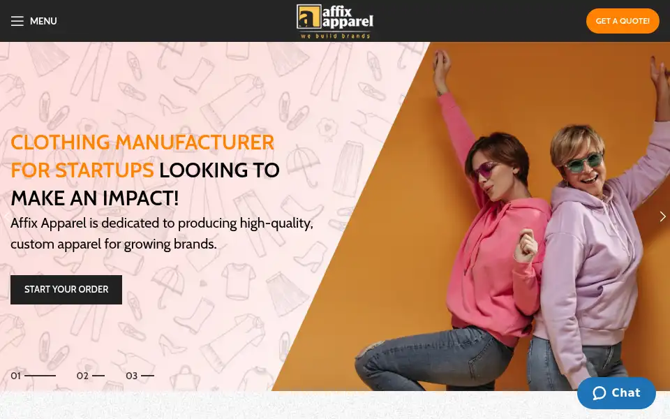 Screenshot of affixapparel.com