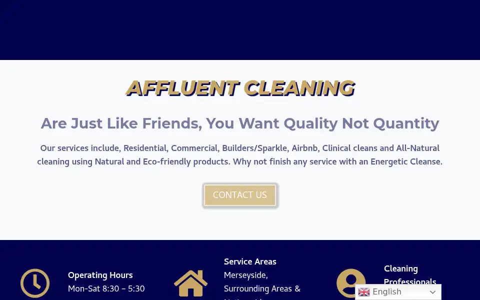 Screenshot of affluentcleaning.co.uk