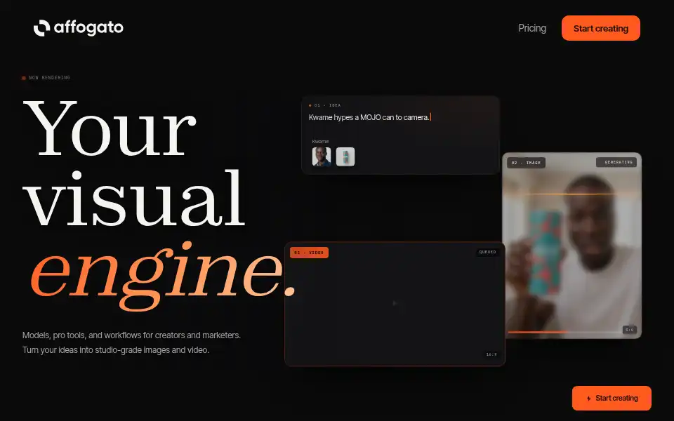 Screenshot of affogato.ai