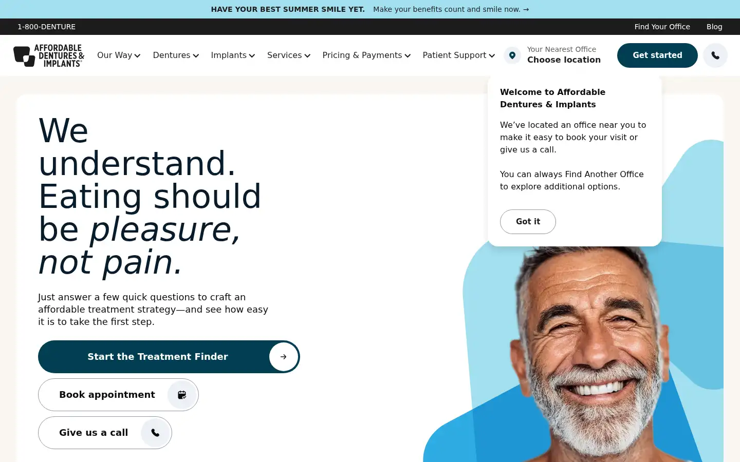 Screenshot of affordabledentures.com
