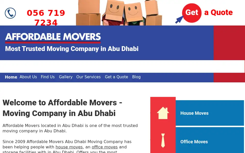 Screenshot of affordablemoversuae.com