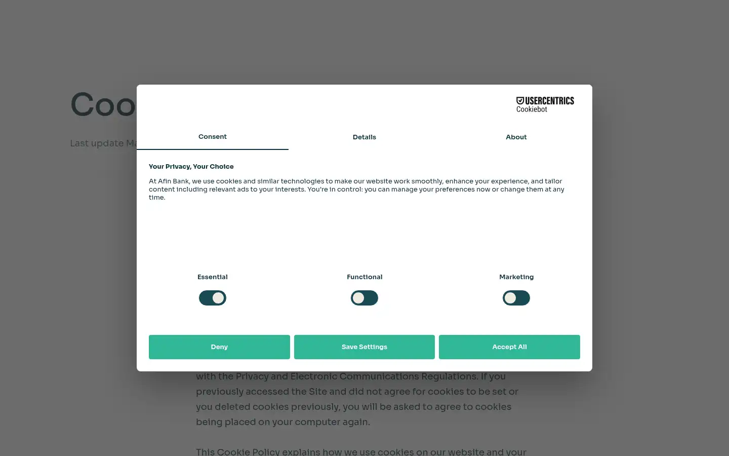 Screenshot of afinbank.com
