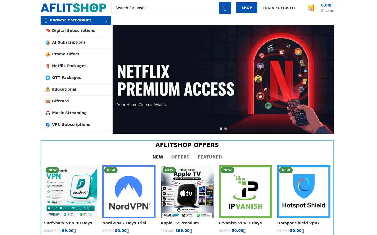Screenshot of aflitshop.com