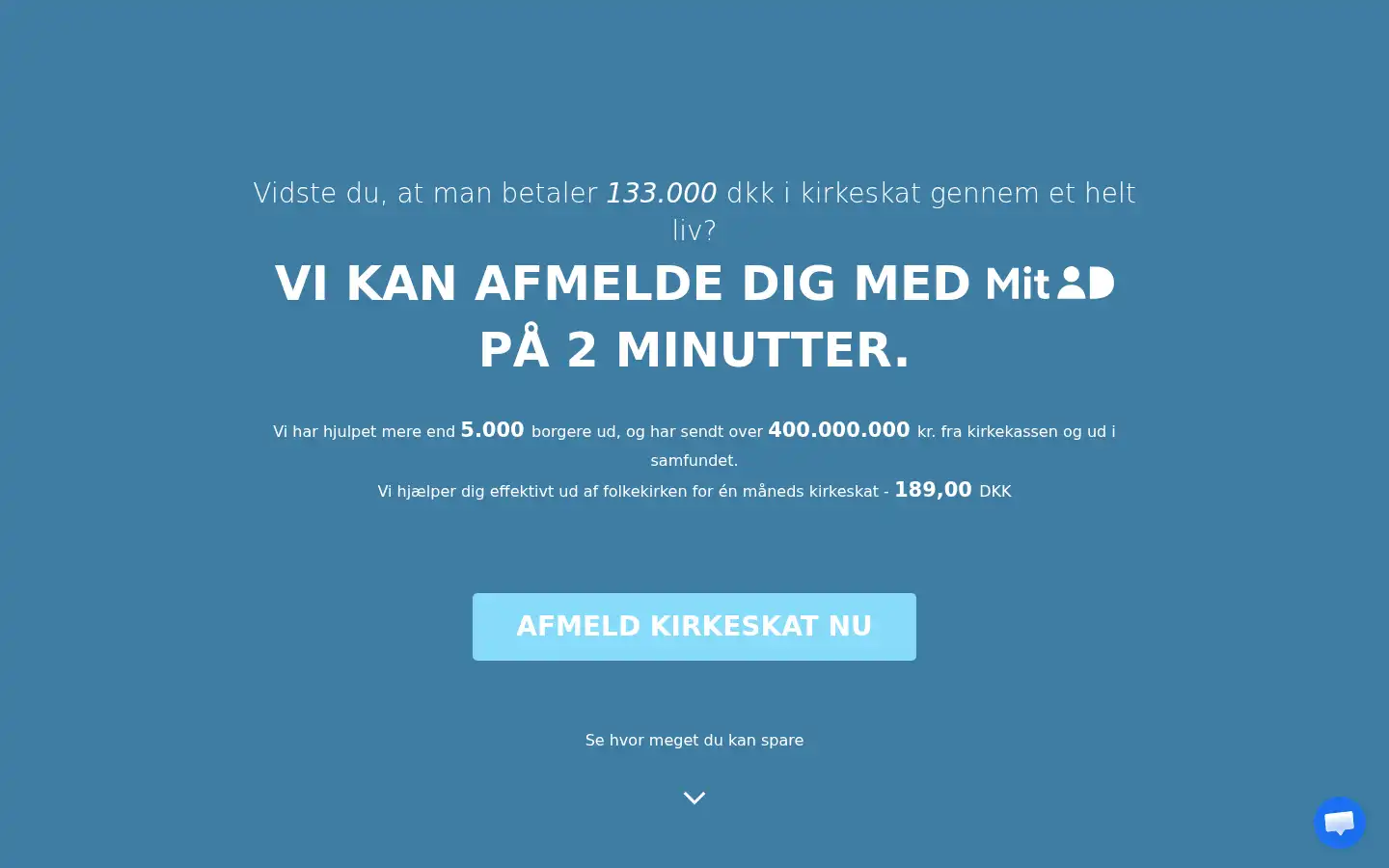 Screenshot of afmeldkirkeskat.dk