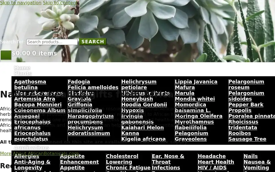 Screenshot of africanbotanicals.com