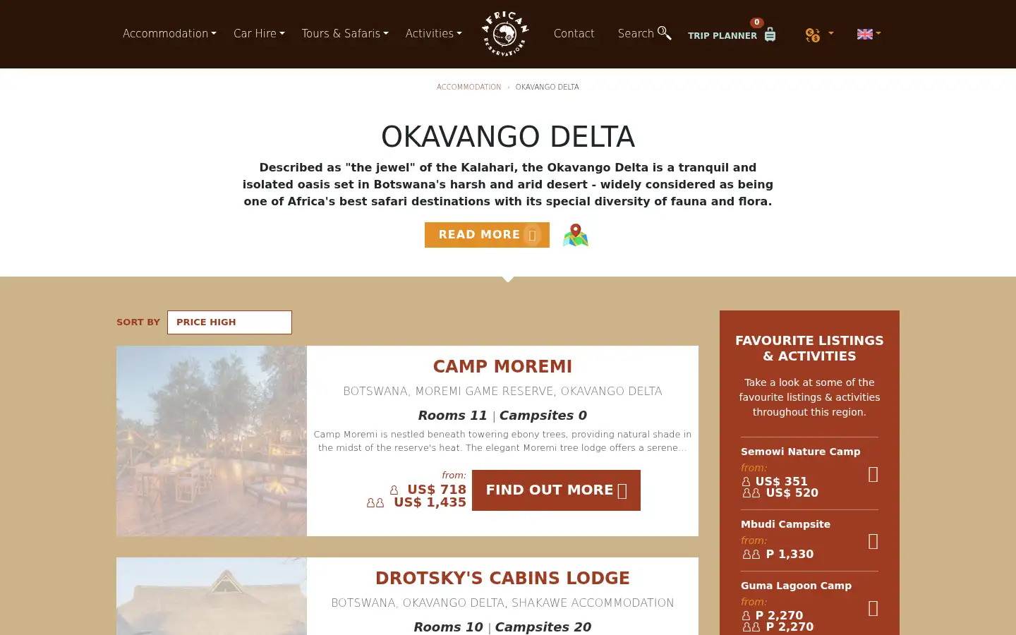Screenshot of africanreservations.com