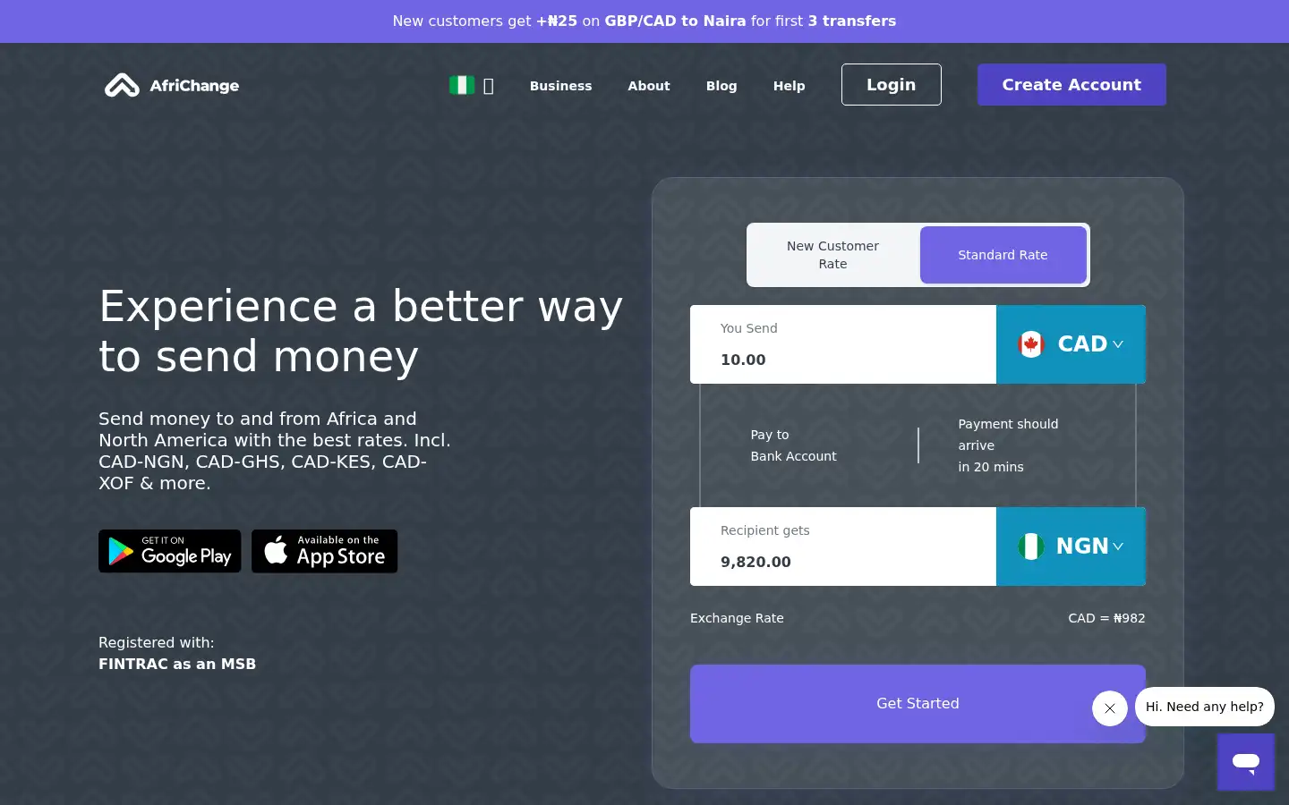 Screenshot of africhange.com