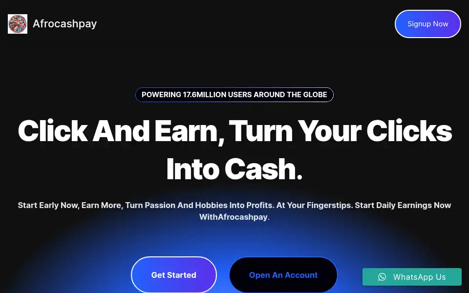 Screenshot of afrocashpay.com