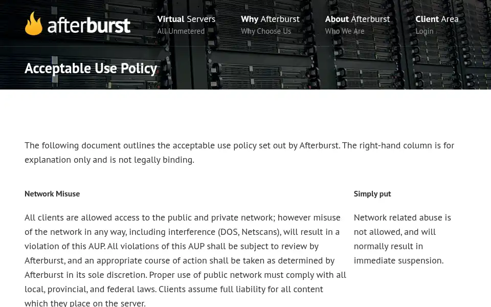 Screenshot of afterburst.com