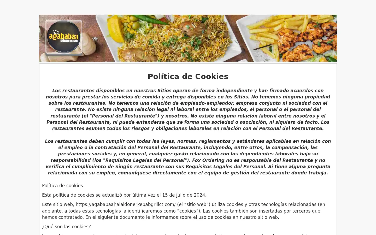 Screenshot of agababaahalaldonerkebabgrillct.com