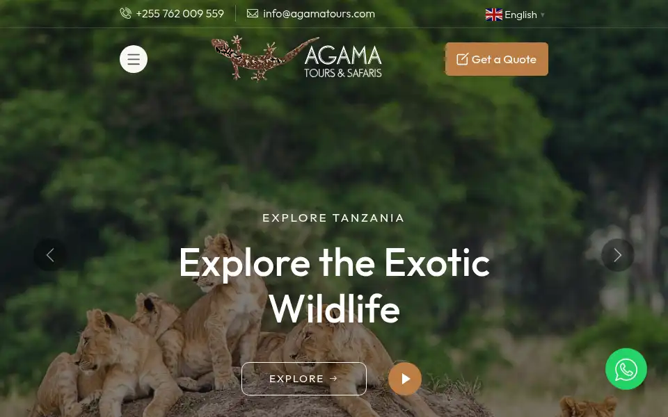 Screenshot of agamatours.com