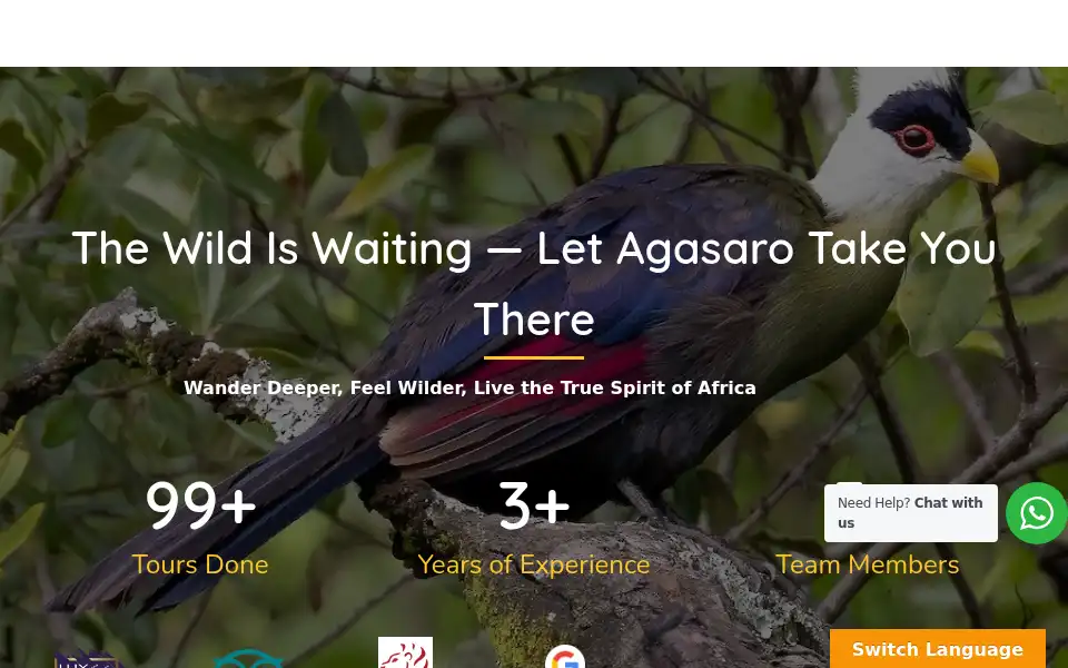 Screenshot of agasarosafaris.com