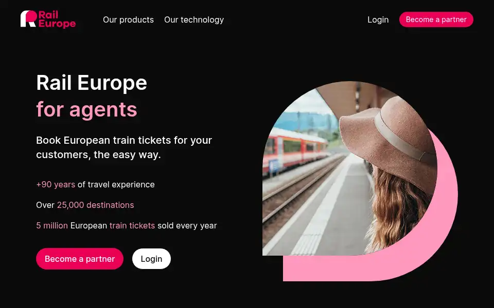 Screenshot of agent.raileurope.com