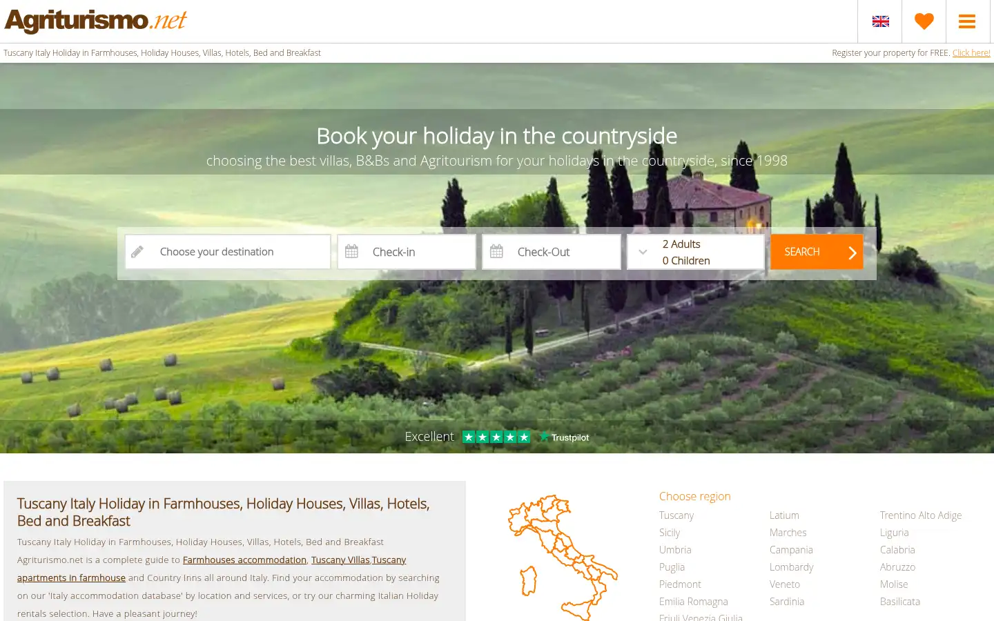 Screenshot of agriturismo.net