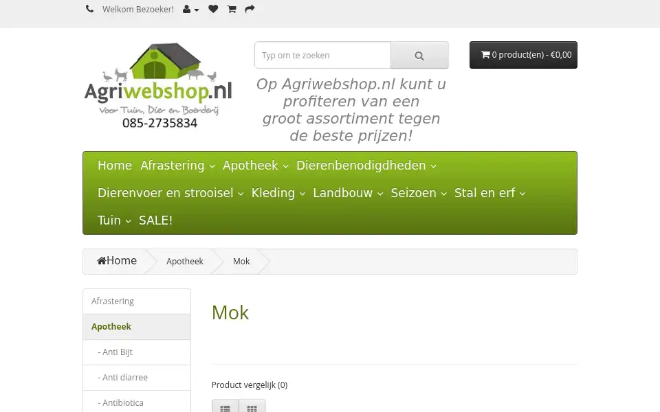 Screenshot of agriwebshop.nl