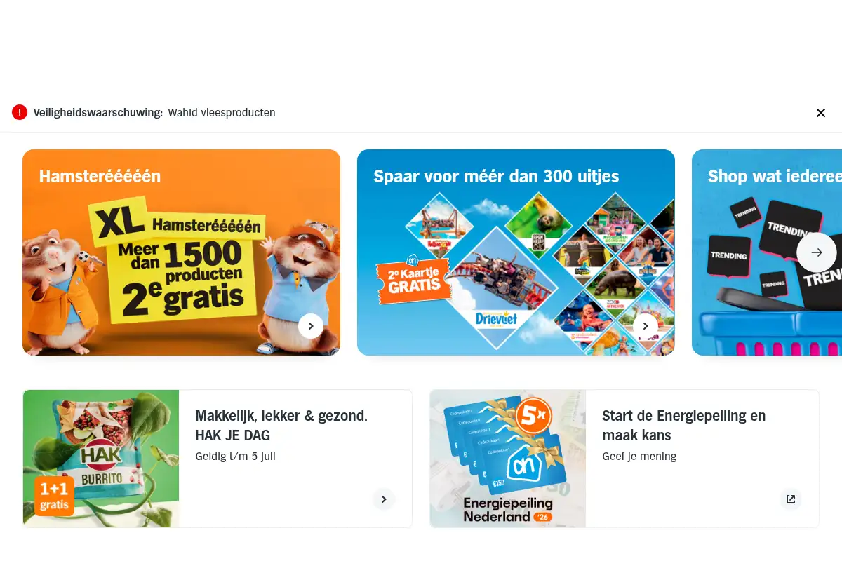 Screenshot of ah.nl