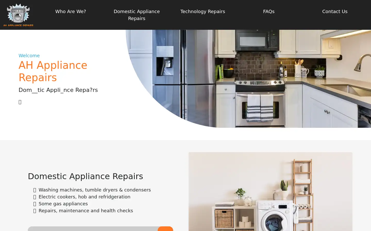 Screenshot of ahappliancerepairs.co.uk