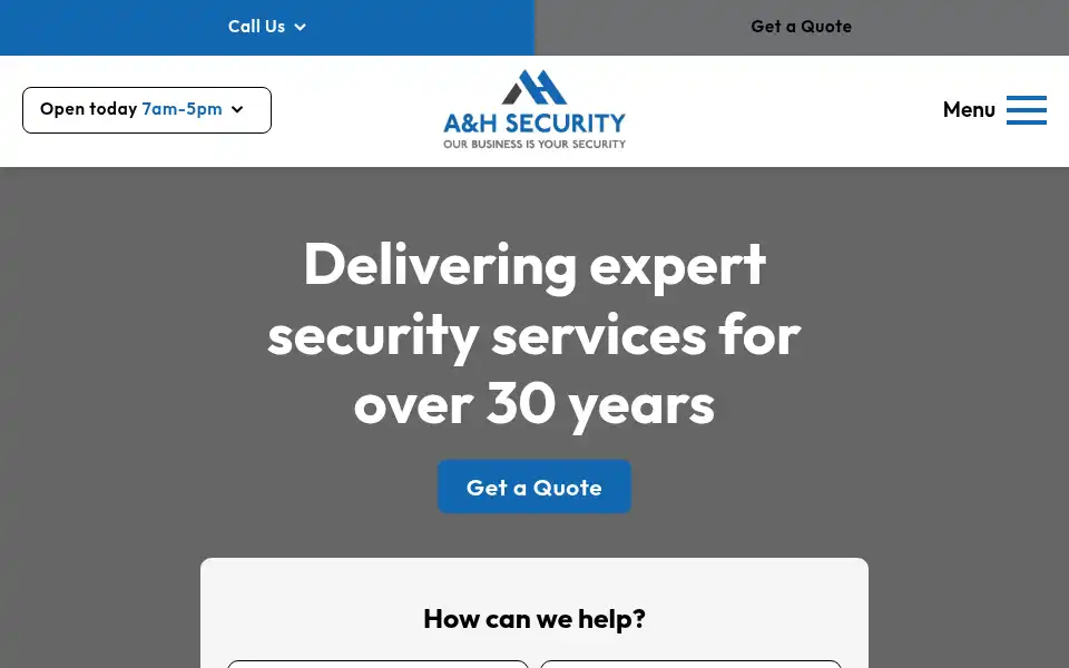 Screenshot of ahsecurityservices.uk