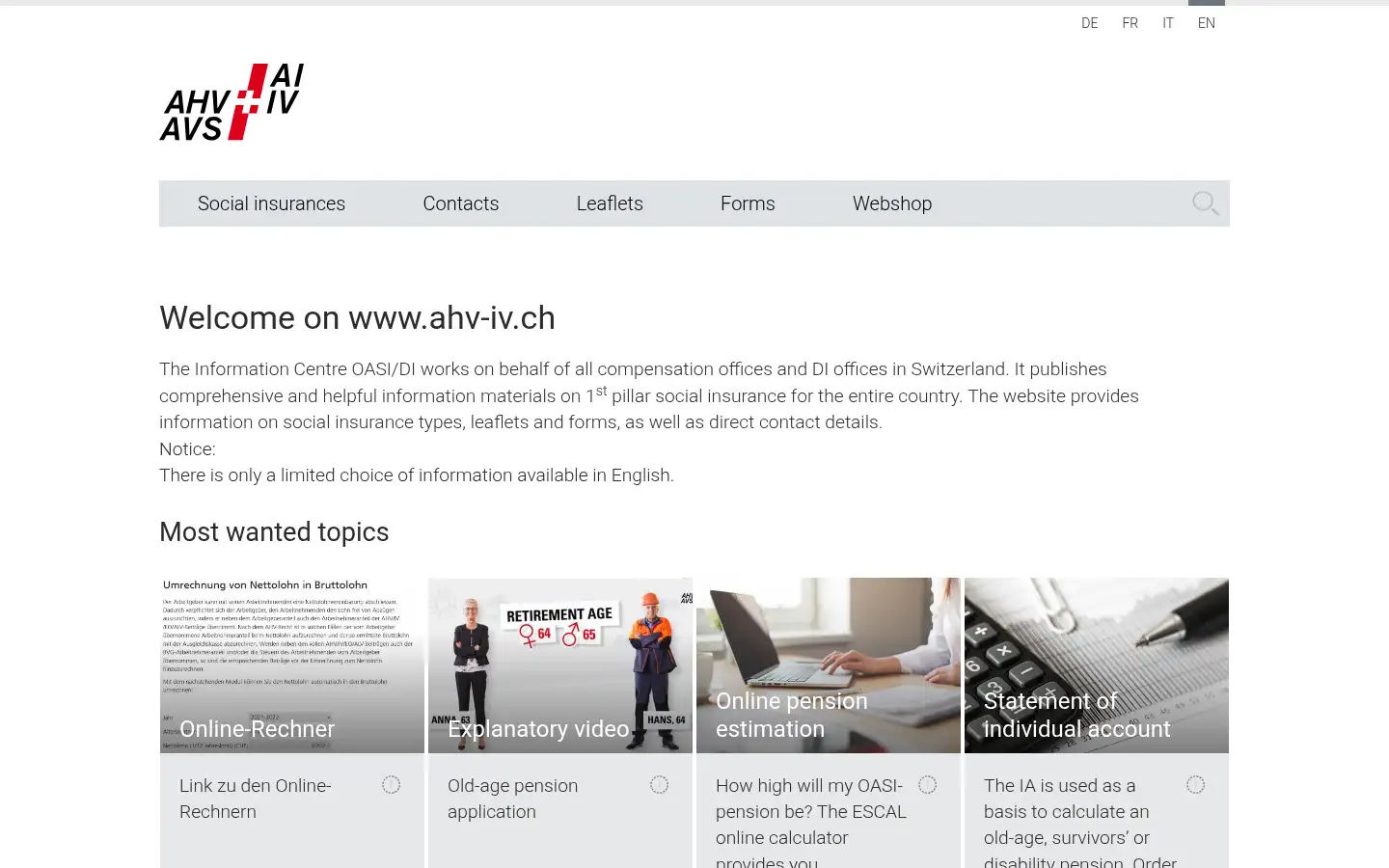 Screenshot of ahv-iv.ch