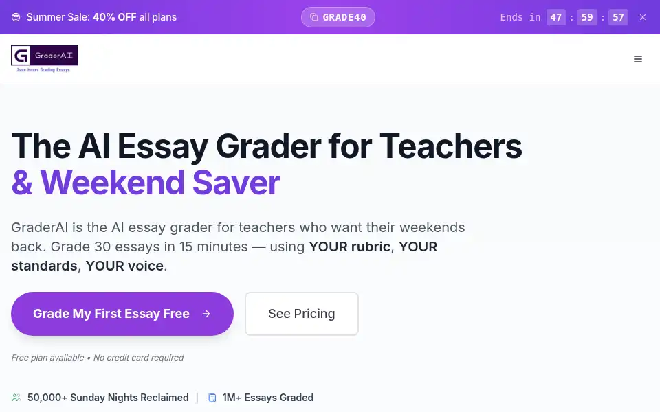 Screenshot of ai-essay-grader.com