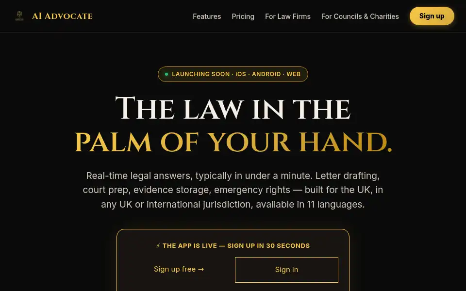 Screenshot of aiadvocate.co.uk