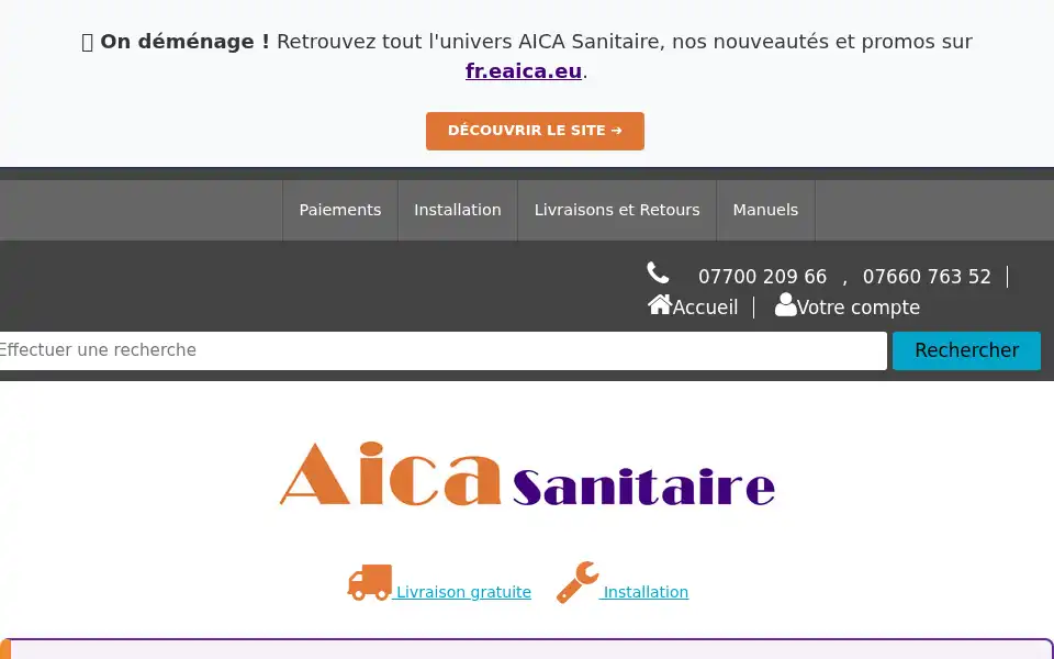 Screenshot of aicasanitaire.fr