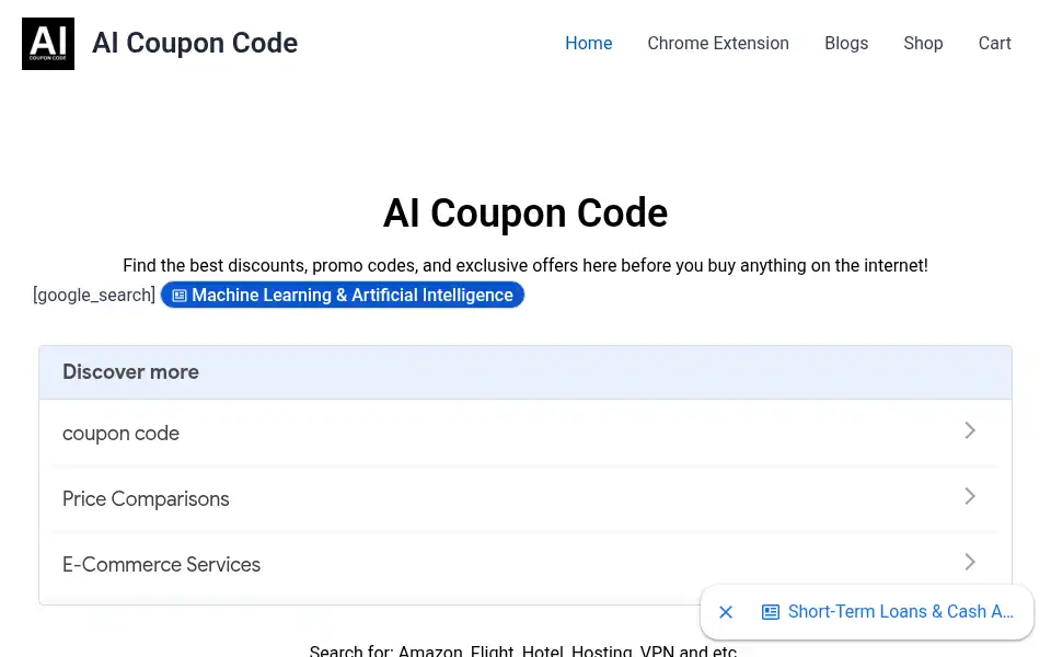 Screenshot of aicouponcode.com