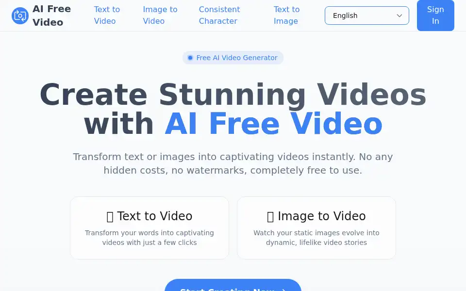 Screenshot of aifreevideo.com
