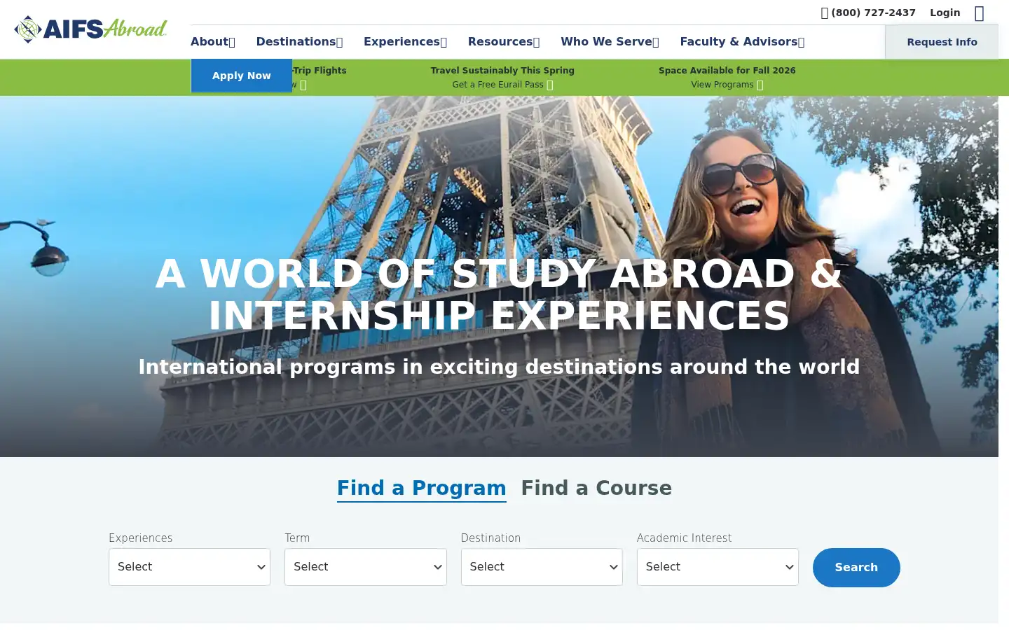 Screenshot of aifsabroad.com