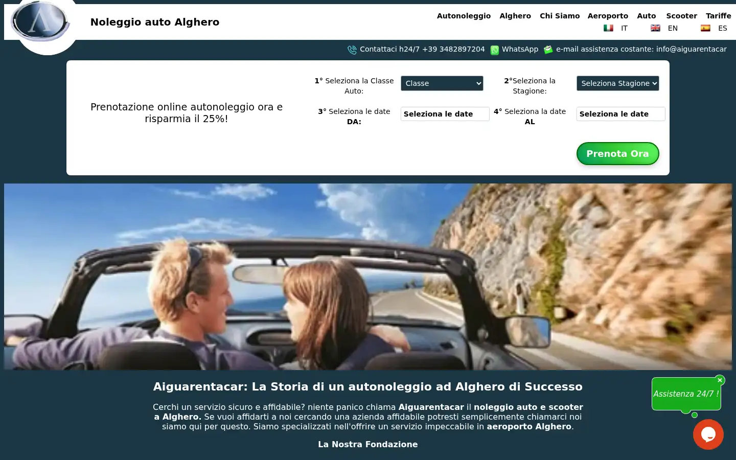 Screenshot of aiguarentacar.it