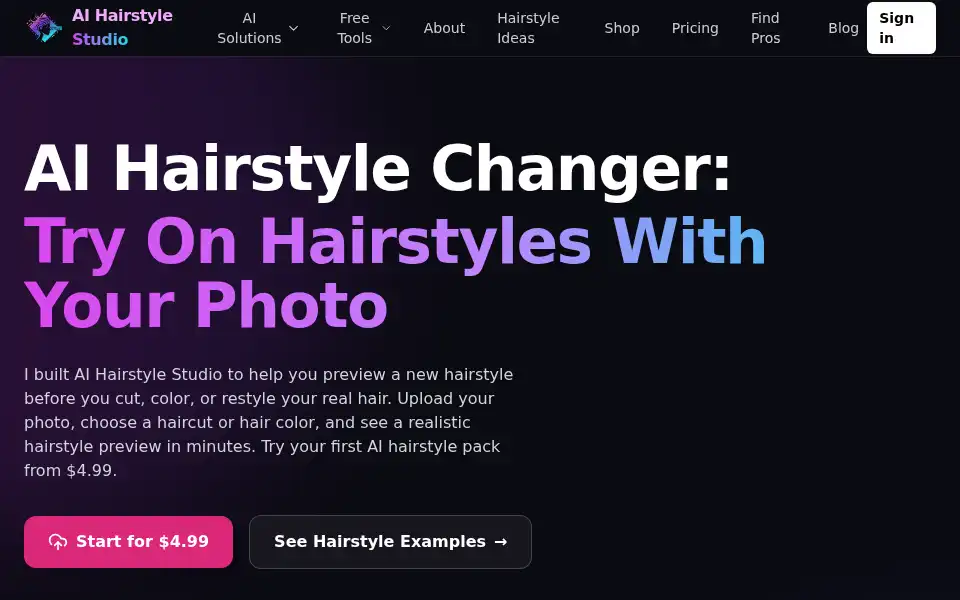 Screenshot of aihairstylestudio.com