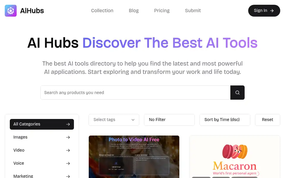 Screenshot of aihubs.ai