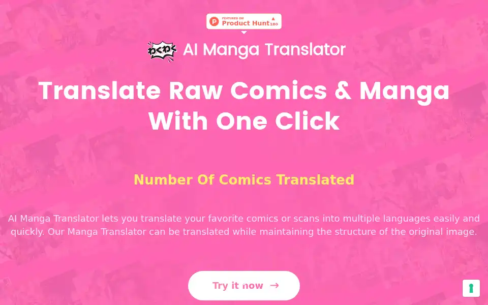 Screenshot of aimangatranslator.com