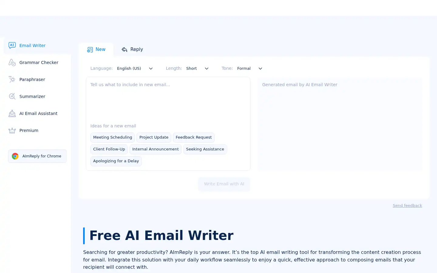 Screenshot of aimreply.com