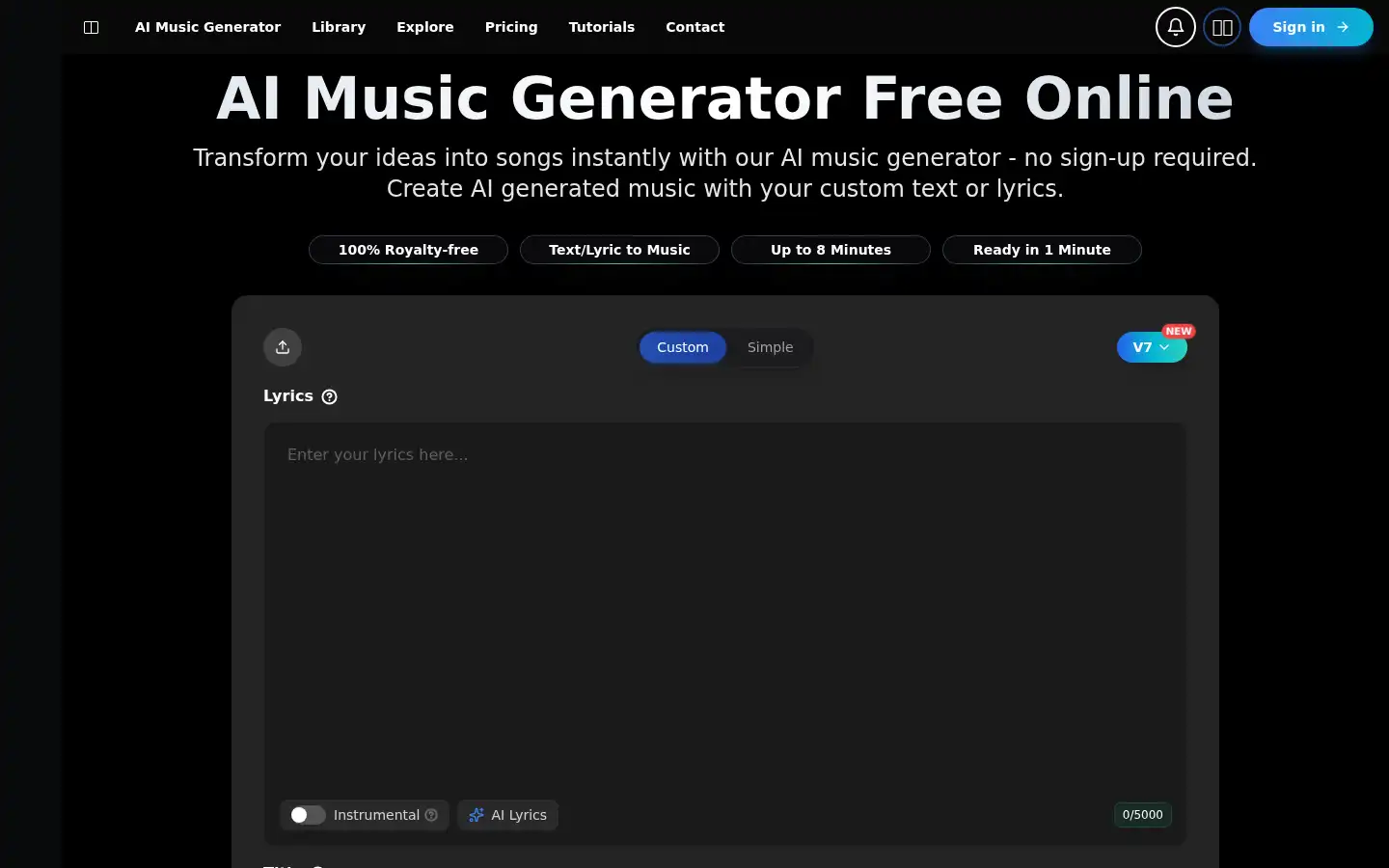 Screenshot of aimusicgen.ai