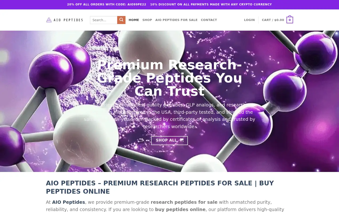 Screenshot of aiopeptides.co