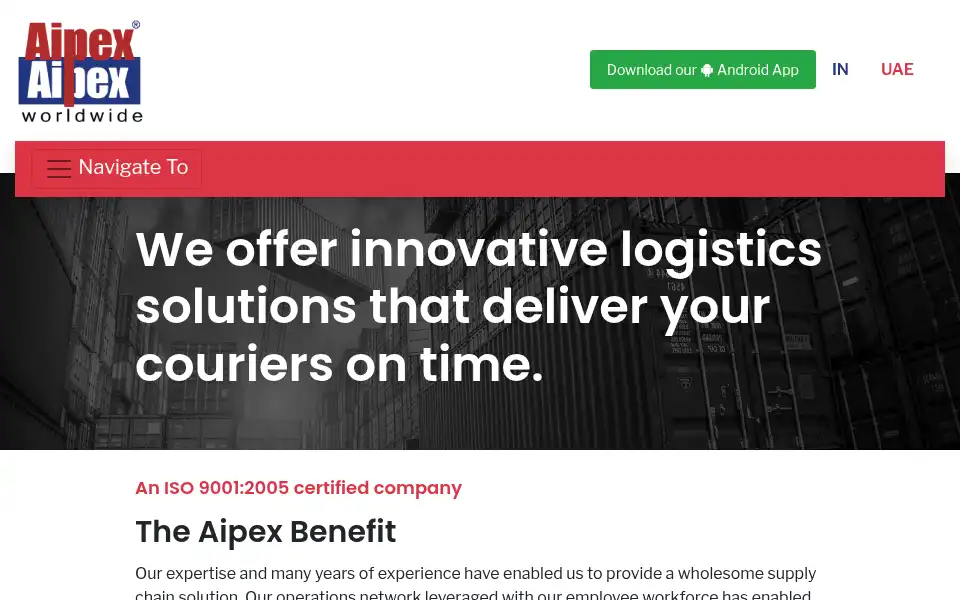 Screenshot of aipexworldwide.com