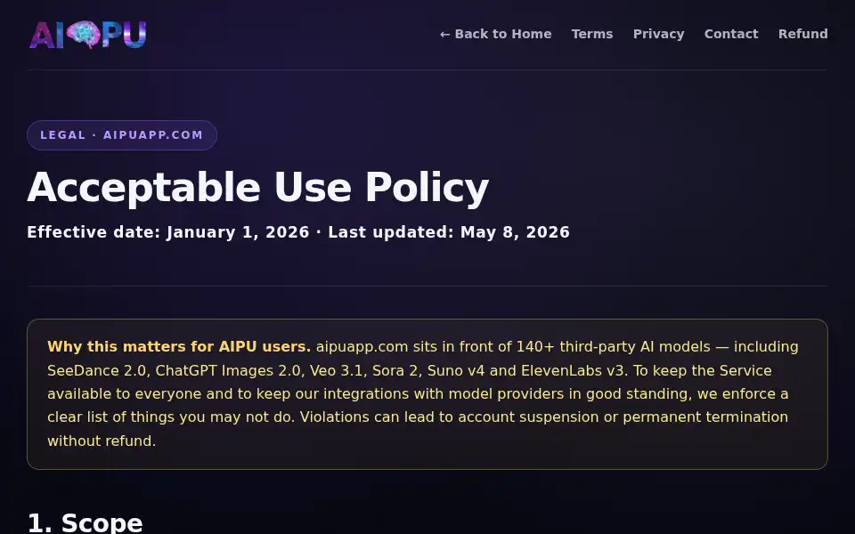Screenshot of aipuapp.com