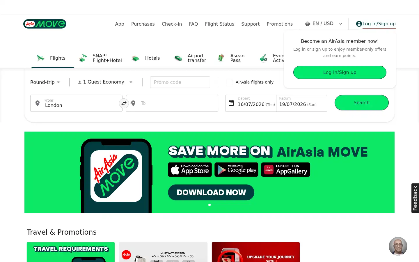 Screenshot of airasia.com