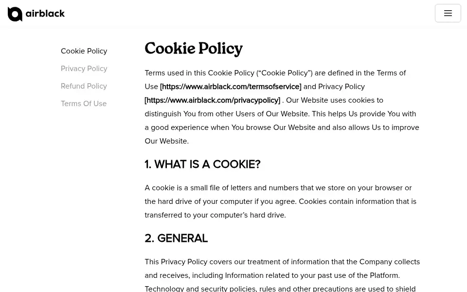 Screenshot of airblack.co