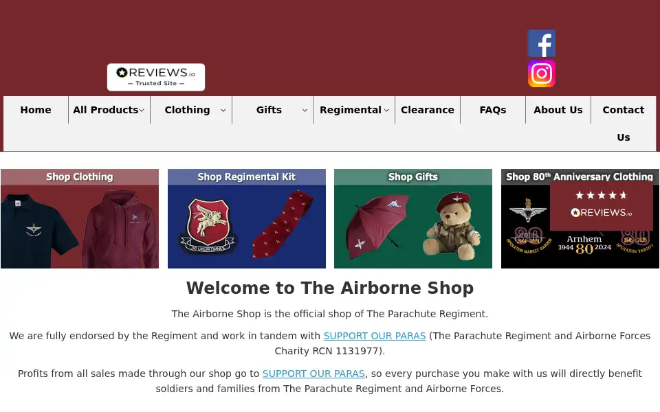 Screenshot of airborneshop.com