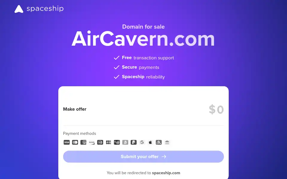 Screenshot of aircavern.com