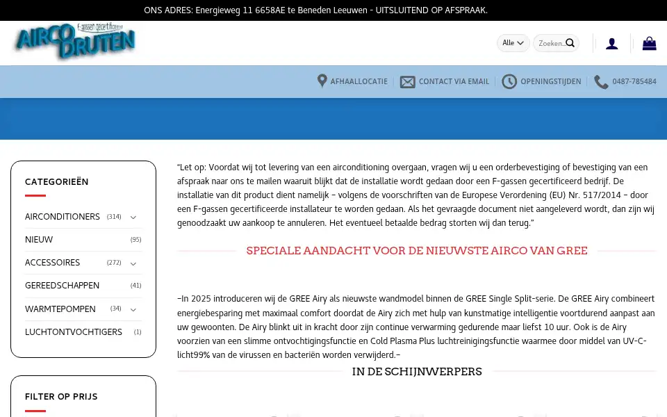Screenshot of aircodruten.nl
